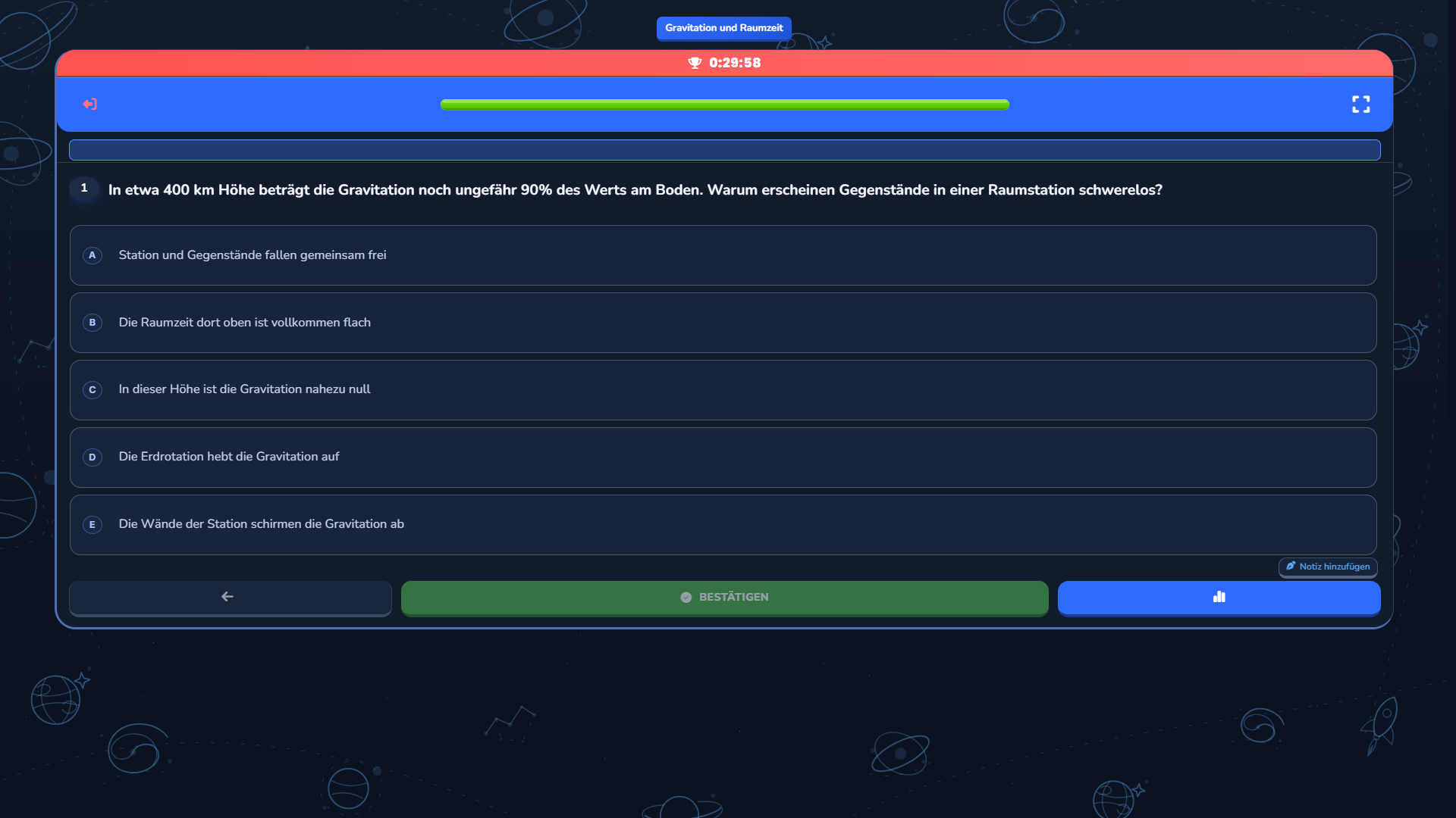 Zeitlich begrenzter Multiple-Choice-Test