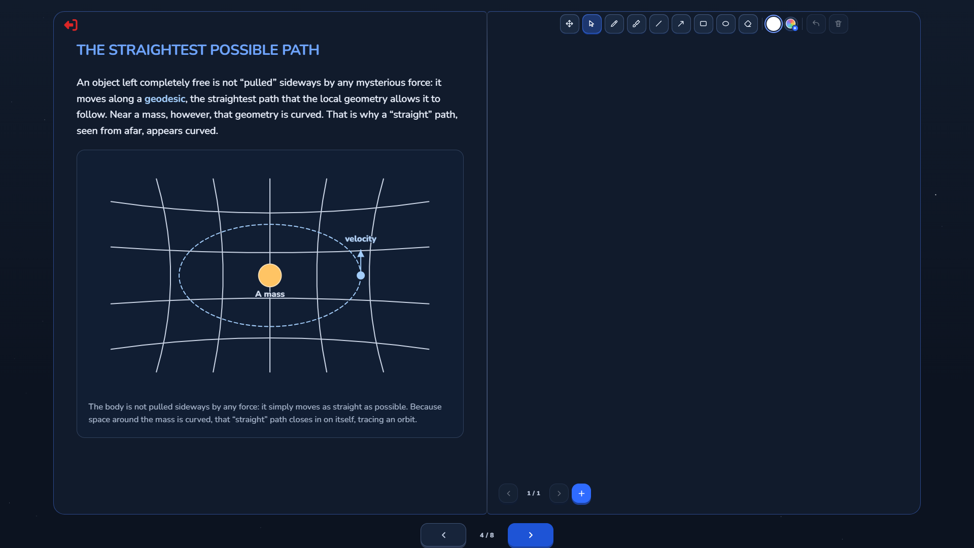 Theory lesson with an illustrated diagram and a notes board