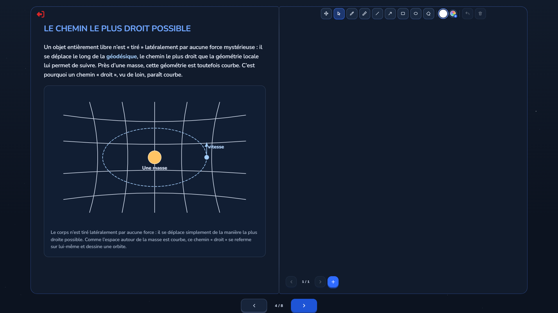Leçon de théorie avec schéma illustré et tableau pour les notes