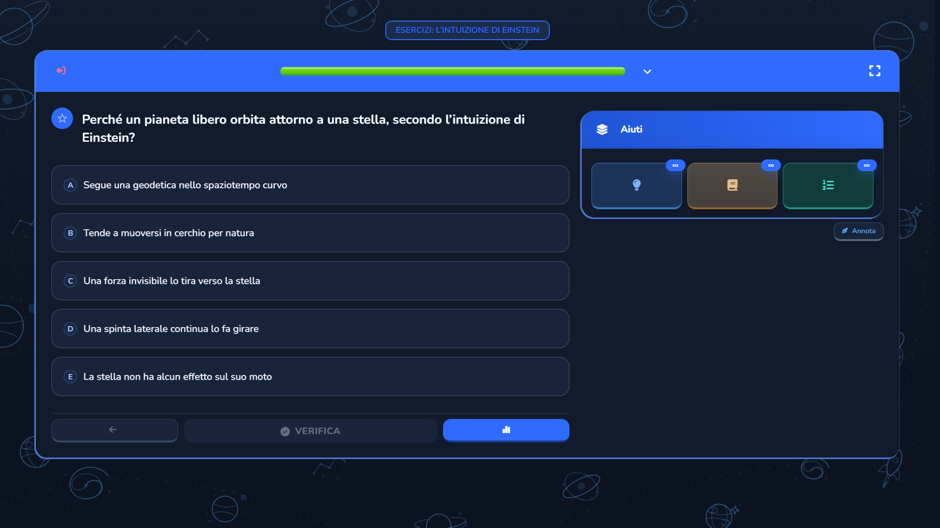 Esercizio con risposte multiple e suggerimenti guidati